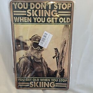 Vintage Skiing Metal Sign